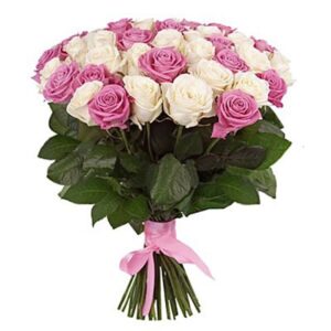 35 білих та рожевих троянд Марсель