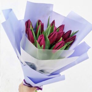 Букет 15 фіолетових тюльпанів Юніка