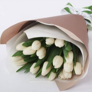 Букет 15 білих тюльпанів Беатріс