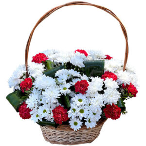 Кошик із хризантемами та гвоздиками Повага